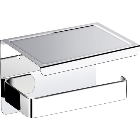 Lntyq Porte Rouleau Papier Toilettes avec Adhésif 3M 304 Acier Inoxydable Porte Papier Toilette avec Étagère de Rangement Chrome