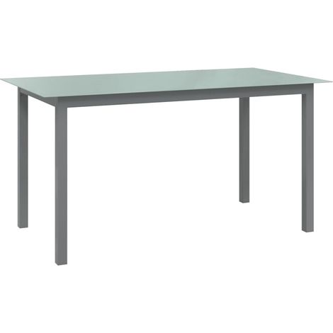 Table de jardin Gris clair 150x90x74 Aluminium et verre (1/5)