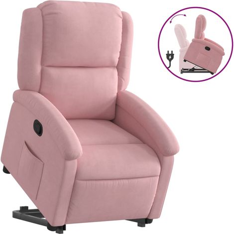 Poltrona Alzapersona Reclinabile Rosa in Velluto vidaXL (1/5)