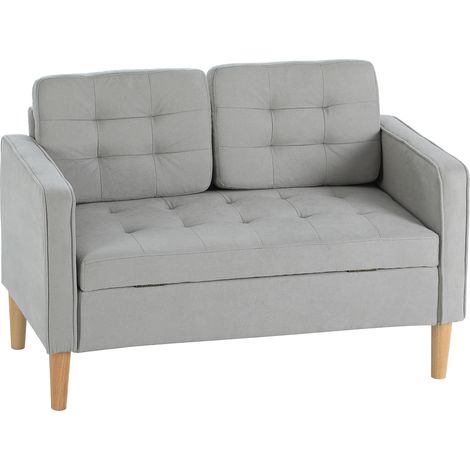 2-Sitzer-Sofa mit Stauraum aus hellgrauem Samt 117 x 62 x 78 cm (1/5)