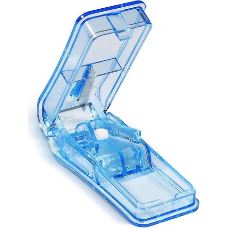 Tablettenteiler, Tablettentrenner mit Klinge für kleine und große Tabletten, zum Halbieren oder Vierteln, insbesondere für Vitamine und andere Medikamente.