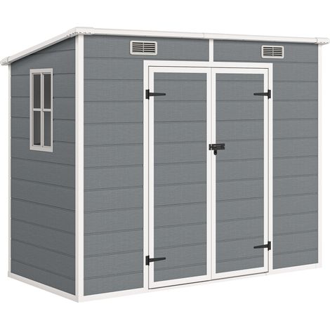 Abri de jardin extérieur 238 x 125 x 183 cm étanche porte verrouillable avec fenêtre et plancher contemporain en PP gris (1/5)