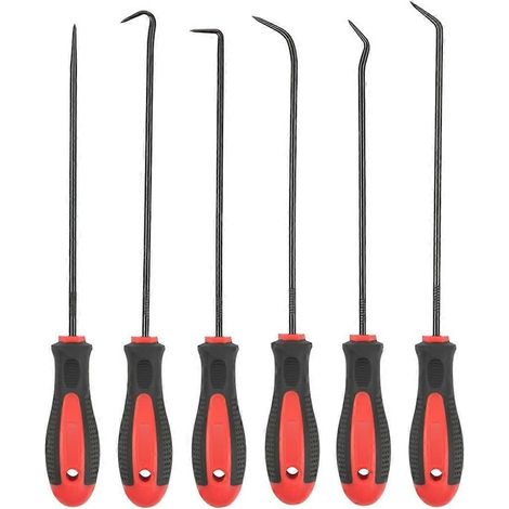 Set mit 6 extra langen Präzisionshaken und -pickeln, rot (1/5)