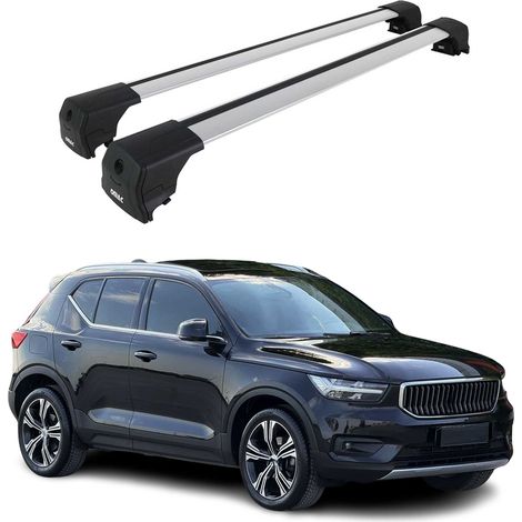 OMAC Aluminium Dachträger Querträger für Volvo XC40 2018-2026 – City Crash – ISO/PAS 11154:2006 – Abschließbar – Max. 75 kg – 2 Stangen Silber (1/5)