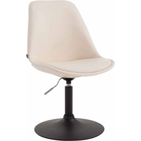 Chaise de salle à manger x1 pivotante hauteur réglable en PVC crème et pied trompette en métal noir 100003758 (1/3)