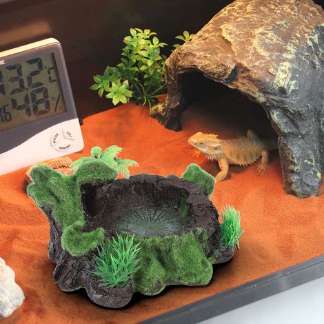 Plantes artificielles en résine ZR-012, gamelle pour poissons, lézards et reptiles, distributeur d'eau et de nourriture pour tortues, ornement d'aquarium (1/5)
