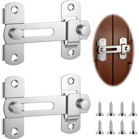 2 pces targette de porte, Loquet Porte Coulissante, Ouverture à 180° Verrou Porte Coulissante, en Acier Inoxydable, Verrou Portail à Bascule, pour Porte, Armoire, Fenêtre, Placard et Jardin (1/5)
