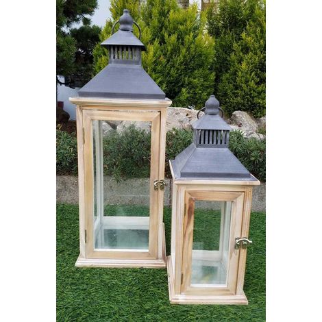 BONTURI CASA HOME DECORATION Lanterna Set 2 Pz 16 x 16 x 42 Cm 22 x 22 x 60 Cm Naturale
