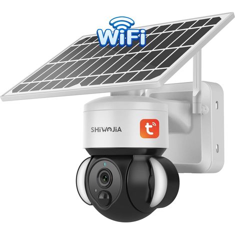 Camera Exterieur, Camera Solaire Exterieur WiFi sans Fil, 3MP Camera Smart Life, 360° PTZ, Vision Nocturne Couleur, Audio Bidirectionnel, PIR Sirene (1/5)