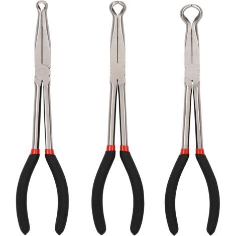 Ensemble de pinces de poignée de tuyau de 3 pièces de 11 po, noir et rouge, 5/16 pouces, 1/2 pouce, 3/4 pouces de diamètre, pinces d'enlèvement de bougie d'allumage décalées mâchoires serrées pour des (1/5)