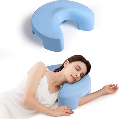 Oreiller de couchage latéral avec emmanchures oreiller de bras, oreiller ergonomique, oreiller de couchage latéral oreiller de couchage demi-lune bleu (1/5)