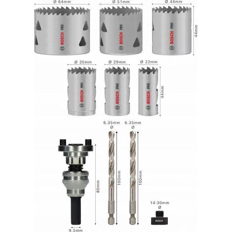 Bosch T MM B 10P Set di 10 seghe a corona in acciaio rapido