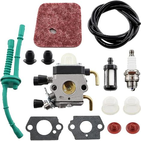 MCHNIC Carburateur avec filtre à air Tuyau d'essence pour Stihl FS 38 45 55 75 80 85, FS55 FS55R FS55RC FS38 FS45 FS75 FS80 FS85 HS75 HL45 KM55 Tondeuse à gazon remplace 4140 120 0614, 414, 414 0 1200 (1/5)