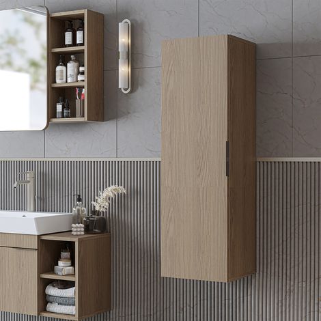 Roomart LYCIA-120 Hochschrank Bad 35 cm breit, Eiche(Hell)