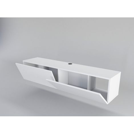 Meuble TV suspendu 2 portes battantes Doky 160cm-Couleur Blanc (1/5)