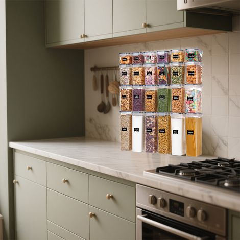 Contenitore in Plastica Scatola set 24 ermetiche senza BPA organizzatore cucina per riso pasta e altro (1/5)
