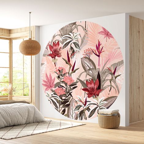 Papier peint rond / cercle - Motif floral - Diamètre 50 cm (1/4)