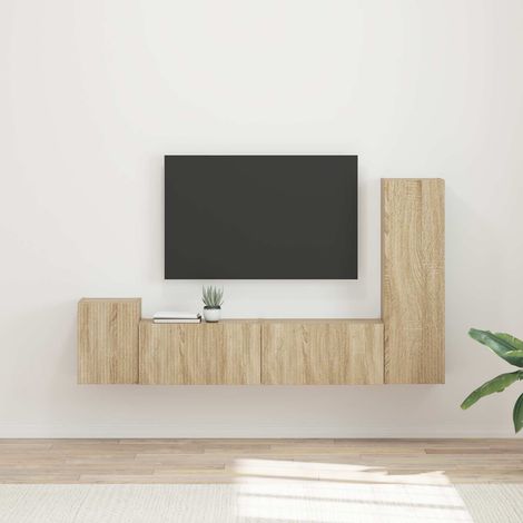 TV-Schrankset Wandmontiert 4 pcs Sonoma-Eiche Holzwerkstoff