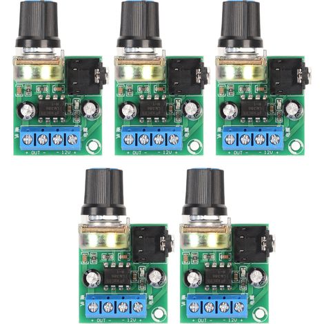 5 pièces module amplificateur audio LM386, carte ampli mini 0.5W à 10W, alimentation DC 3V-12V pour haut-parleurs et projets audio (1/5)