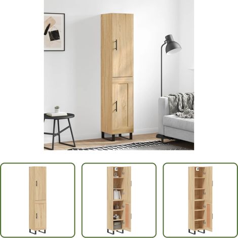 vidaXL Hochschrank - Highboard Sonoma-Eiche 34,5x34x180 cm Holzwerkstoff (1/5)