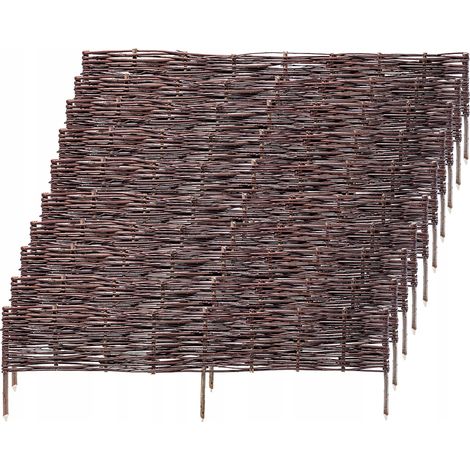 KADAX Palisade aus Weide, natürlicher Weidenzaun, 10 Stück, 120x20cm