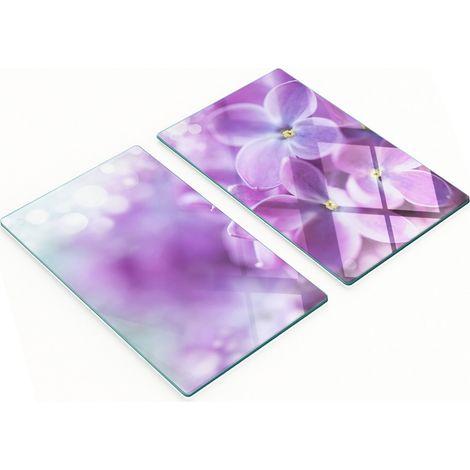 Taglieri decorativi in vetro temperato con fiori viola, 2x30x52 cm (1/5)