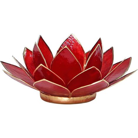 Porte Bougie Fleur de Lotus rouge et or 1er chakra (1/2)