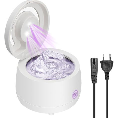 Nettoyeur Ultrasons 43000Hz,180ML Nettoyeur Ultrasonique Portable,Avec Lampe UV pour Prothèses Dentaires,Gouttière Dentaire,Retainer,Bijoux (1/5)