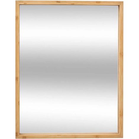 Miroir/Miroir mural - rectangulaire - 34 x 44 cm - MDF/bambou/verre - naturel - couloir - toilettes - salle de bain (1/4)