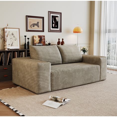 Divano modulare 95x34.5x34.5 cm, senza montaggio, ampia seduta, tessuto in corduroy, color cammello (1/5)