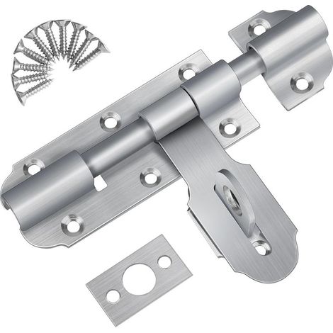 Cerrojo para puerta exterior con cierre para candado, pestillo de acero inoxidable de 135 mm para puerta corredera, pestillo pequeño con tornillos para almacén, garaje, granero, puerta de patio (1/5)