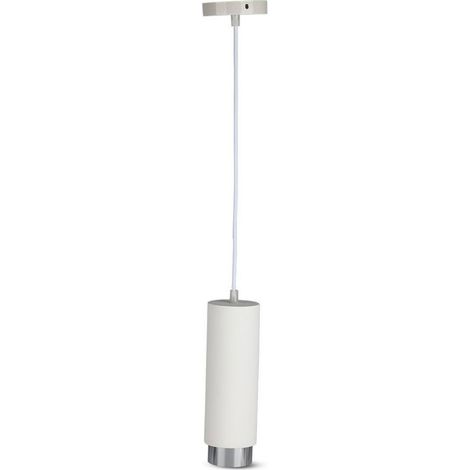 V-TAC VT-863 Lampadario portafaretto pendente 1mt GU10 in gesso con bordo metallo cromato - sku 3129 (1/5)