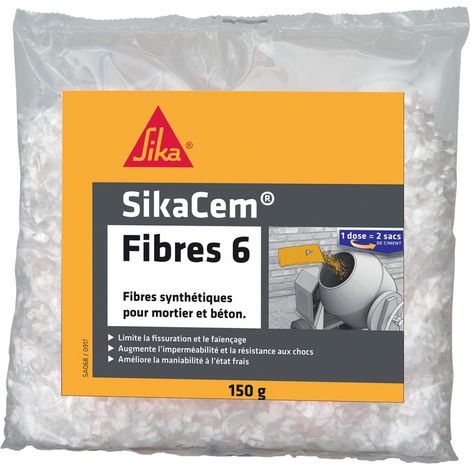 Sika – Fibres synthétiques 6mm pour béton et mortier – Renforcement homogène – Réduction des fissures – Application intérieure et extérieure