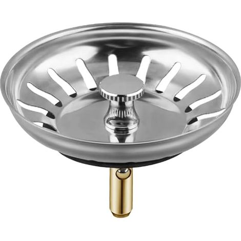 1 Bouchon d'évier Double Fonction en Acier Inoxydable avec Filtre Circulaire en Maille, Convient pour la Cuisine et la Salle de Bain
