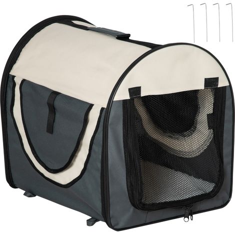 Trasportino pieghevole per animali Oxford con cuscino rimovibile lavabile e borsa, 46x36x41cm, grigio scuro