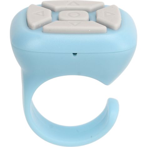 Bague télécommande Bluetooth rechargeable USB avec fonction tourne-page pour TikTok, Kindle, téléphone portable et appareil photo (selfie) - Bleu