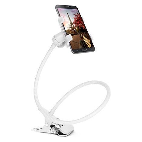 Support universel pour téléphone : support à clip pliable pour lit, bureau et streaming en direct, support ajustable pour tous les smartphones (1/5)