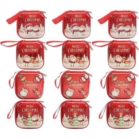 Lot de 12 adorables porte-monnaie de Noël, mini-porte-monnaie licorne en peluche, pochette de rangement pour filles, portefeuille mignon (assortiment)-7X7cm