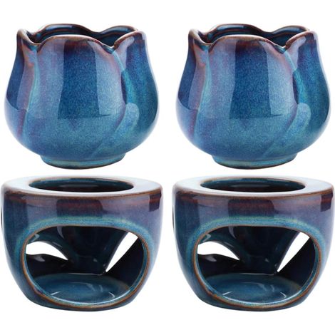 Brûleur à Huile Essentielle Céramique Diffuseur Parfum Ambiance Élégant Vase Décoratif pour Salon Yoga Méditation Support Bougie Chauffe-Plat Multifonction (1/5)