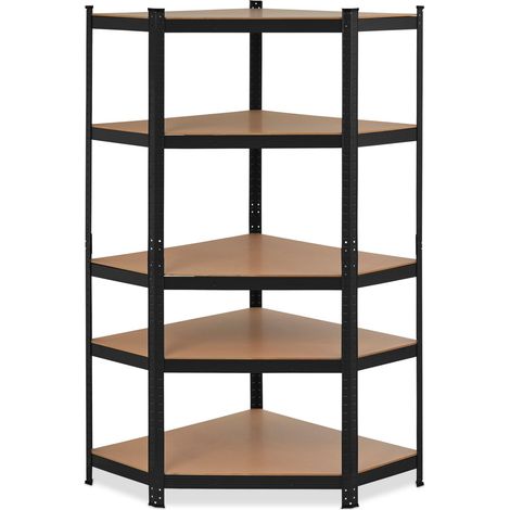 Nook - Schwerlast Eckregal mit 5 B�den Schwarz, robuste Lagerung f�r Werkstatt, Garage und Keller 180x75x40 cm (1/5)