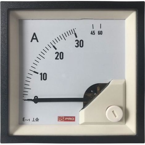 Ampèremètre analogique de panneau V c.a. RS PRO, Echelle 60 (Input)A, 72mm x 72mm ( Prix pour 1 ) (1/3)