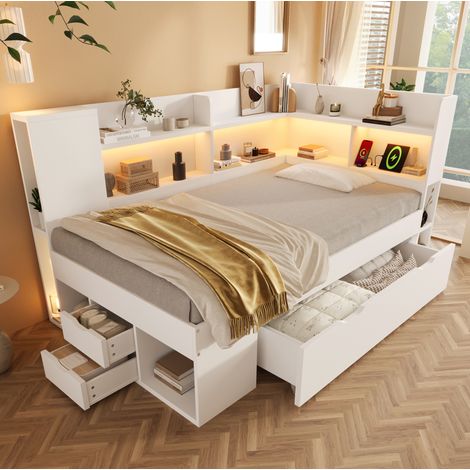 letto letto singolo contenitore 90x200 con LED OKMYHOME