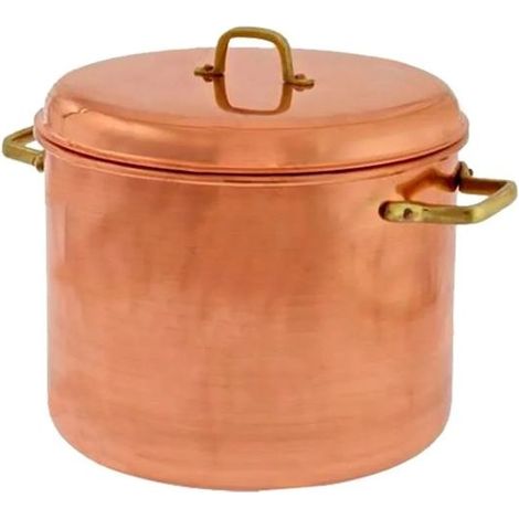 Pot en cuivre avec anses 30 cm - Parfait pour la cuisson de plats délicieux comme calamars, confitures et plus, capacité 16L, compatible gaz et céramique