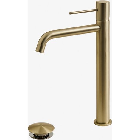Ensemble robinet de lavabo et bonde de vidage en laiton Orveta Click-Clack SKLUM Doré ↑30 cm (1/5)
