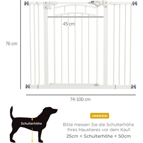Treppenschutzgitter Hundeschutzgitter, automatisches Schließen, Einhandbedienung,100 cm x 4 cm x 76 cm, Weiß (1/5)