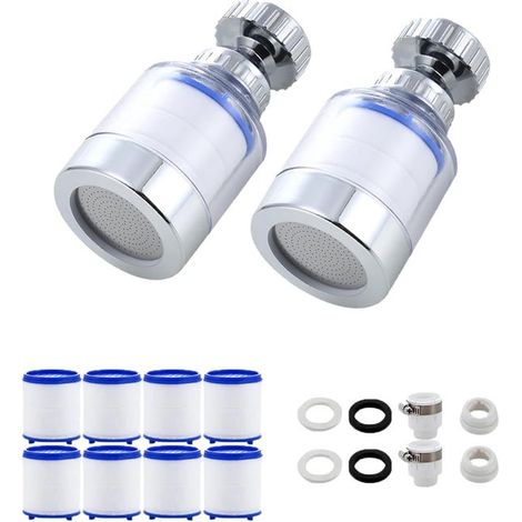 2-teiliger Anti-Kalk-Wasserhahnfilter, Anti-Kalk-Wasserhahnfilter, Wasserhahn-Wasserfilter mit 10 PP-Baumwollfilterelementen, Wasserhahn-Kalkfilter (1/5)