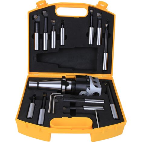 GARRYFIZH Ensemble tête à aléser haute qualité 40CR outils fraisage CNC kit F1-18 75mm diamètre NT40-F1-18-12PCS - Ensemble complet (1/5)