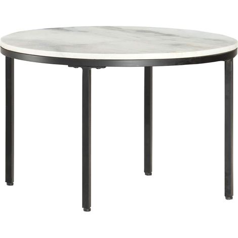 vidaXL Mesa de centro mármol macizo auténtico blanco y negro Ø65 cm (1/4)