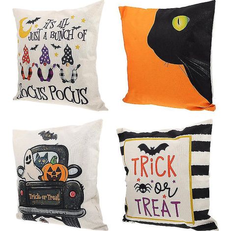 Lot de 4 taies d'oreiller d'Halloween pour la décoration d'Halloween (1/3)