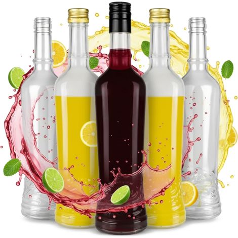 40 botellas de vidrio TOAST de 500 ml con tapón para zumo, licor, alcohol y vino de 0,5 l. (1/5)